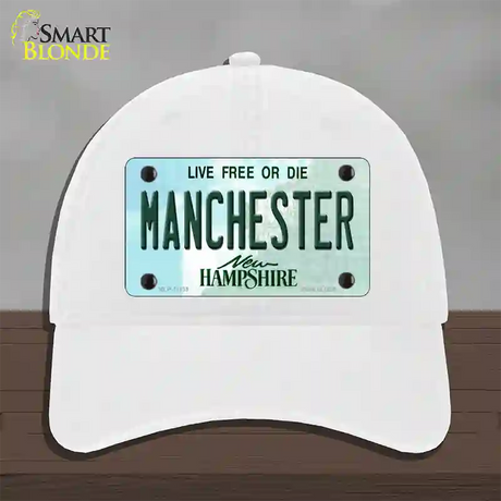 Manchester New Hampshire State Novelty License Plate Hat Unconstructed Cotton / White