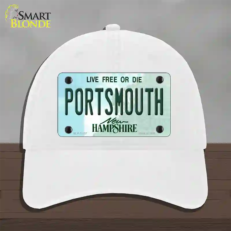 Portsmouth New Hampshire State Novelty License Plate Hat Unconstructed Cotton / White