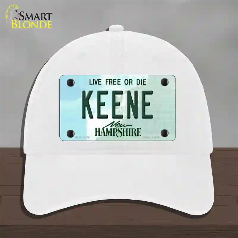 Keene New Hampshire State Novelty License Plate Hat Unconstructed Cotton / White