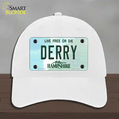 Derry New Hampshire State Novelty License Plate Hat Unconstructed Cotton / White