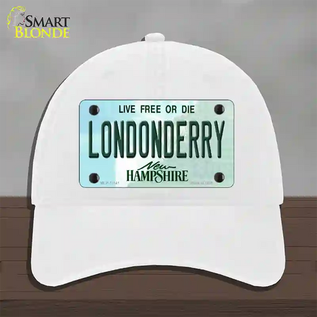 Londonderry New Hampshire State Novelty License Plate Hat Unconstructed Cotton / White