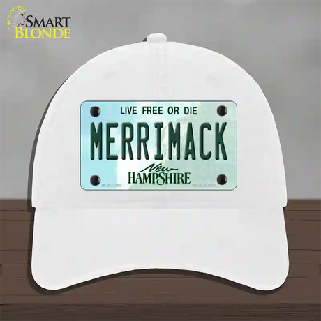 Merrimack New Hampshire State Novelty License Plate Hat Unconstructed Cotton / White