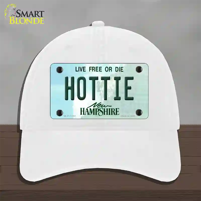 Hottie New Hampshire State Novelty License Plate Hat Unconstructed Cotton / White