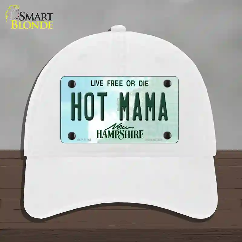 Hot Mama New Hampshire State Novelty License Plate Hat Unconstructed Cotton / White