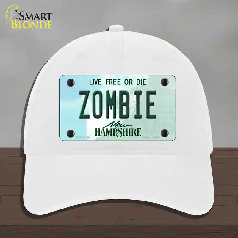 Zombie New Hampshire State Novelty License Plate Hat Unconstructed Cotton / White