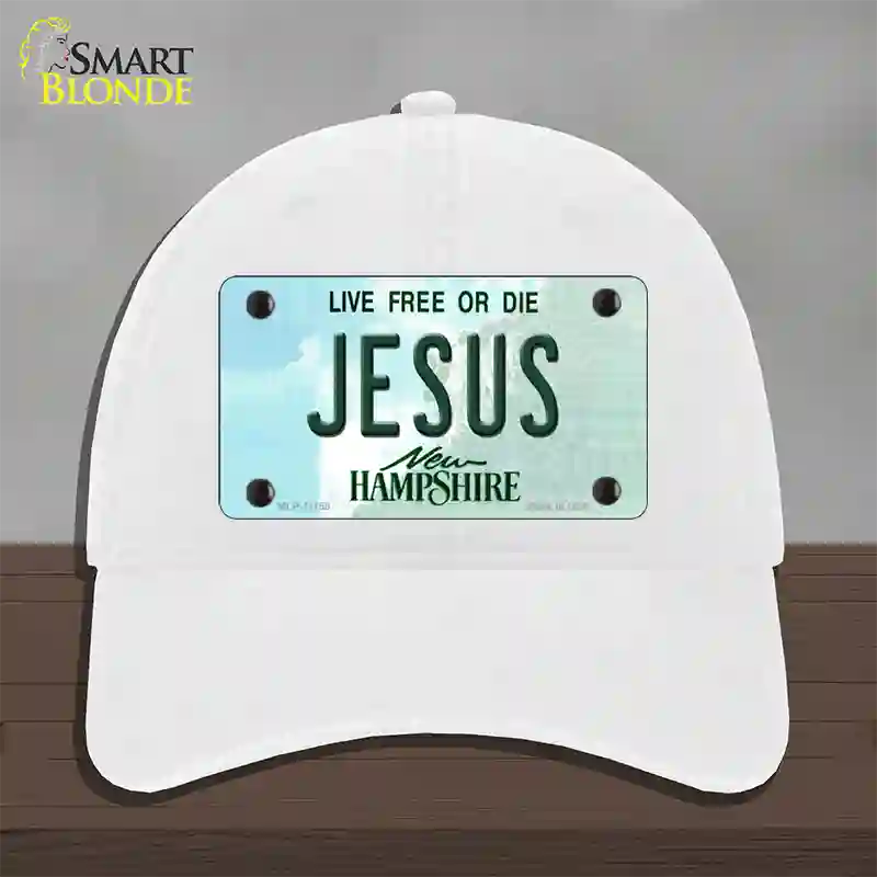 Jesus New Hampshire State Novelty License Plate Hat Unconstructed Cotton / White