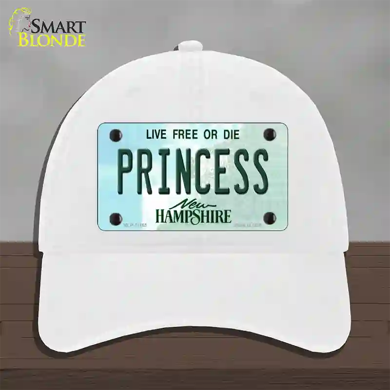 Princess New Hampshire State Novelty License Plate Hat Unconstructed Cotton / White