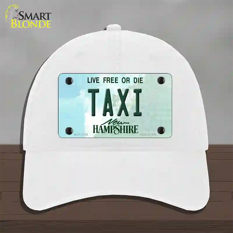 Taxi New Hampshire State Novelty License Plate Hat Unconstructed Cotton / White