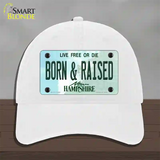 Born and Raised New Hampshire State Novelty License Plate Hat Unconstructed Cotton / White