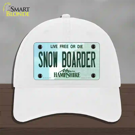 Snow Boarder New Hampshire State Novelty License Plate Hat Unconstructed Cotton / White