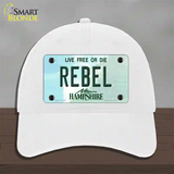 Rebel New Hampshire State Novelty License Plate Hat Unconstructed Cotton / White