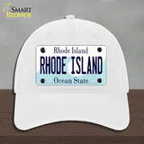 Rhode Island State Novelty License Plate Hat Unconstructed Cotton / White