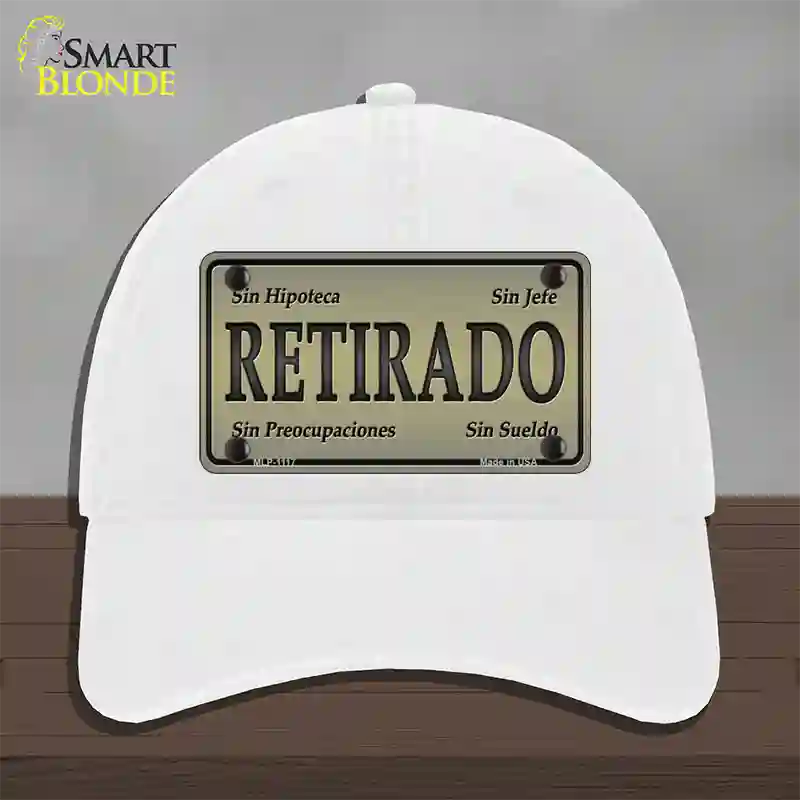 Retirado Novelty License Plate Hat Unconstructed Cotton / White