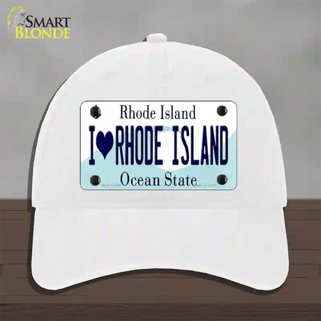 I Love Rhode Island State Novelty License Plate Hat Unconstructed Cotton / White