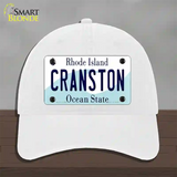 Cranston Rhode Island State Novelty License Plate Hat Unconstructed Cotton / White