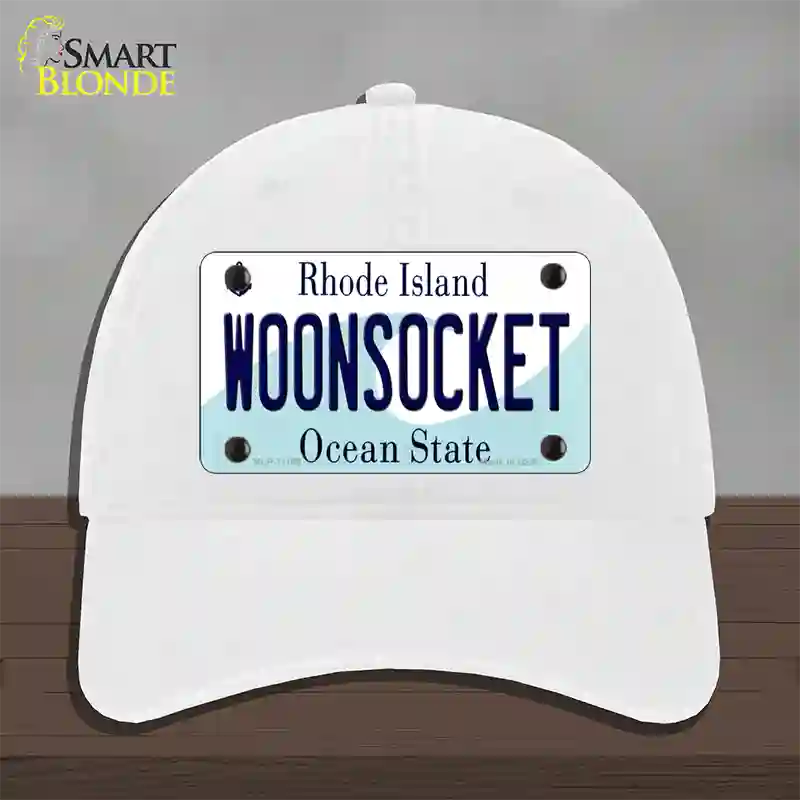 Woonsocket Rhode Island State Novelty License Plate Hat Unconstructed Cotton / White