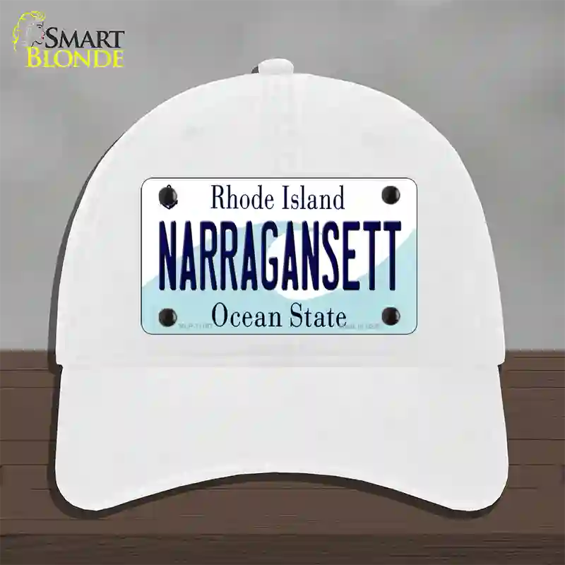 Narragansett Rhode Island State Novelty License Plate Hat Unconstructed Cotton / White