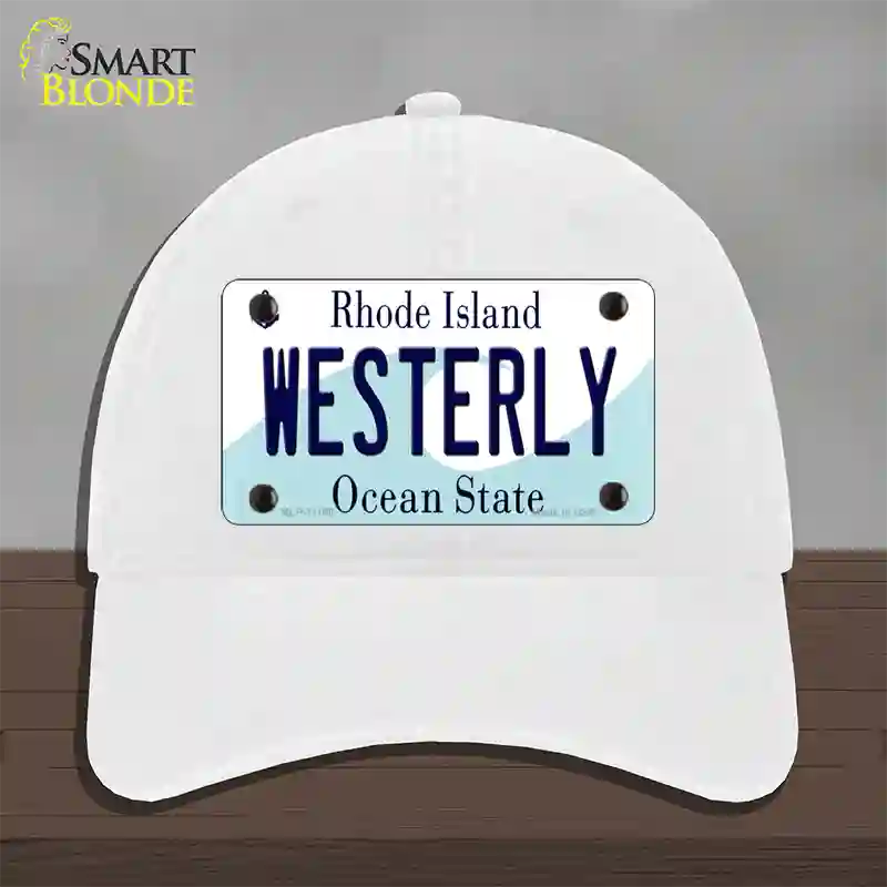 Westerly Rhode Island State Novelty License Plate Hat Unconstructed Cotton / White