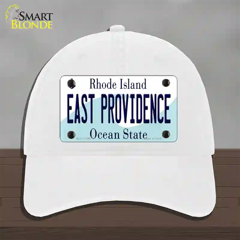 East Providence Rhode Island State Novelty License Plate Hat Unconstructed Cotton / White