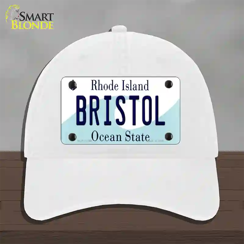 Bristol Rhode Island State Novelty License Plate Hat Unconstructed Cotton / White