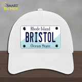 Bristol Rhode Island State Novelty License Plate Hat Unconstructed Cotton / White