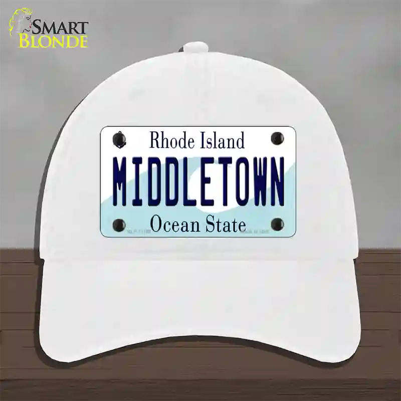 Middletown Rhode Island State Novelty License Plate Hat Unconstructed Cotton / White