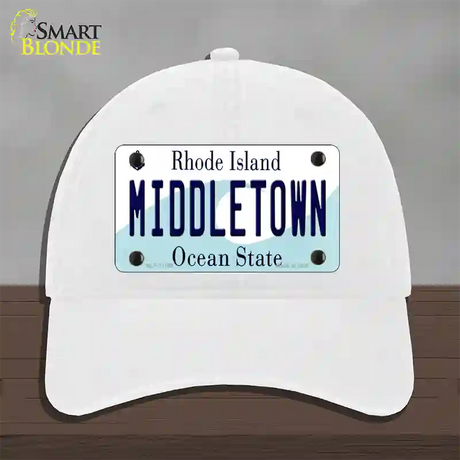 Middletown Rhode Island State Novelty License Plate Hat Unconstructed Cotton / White