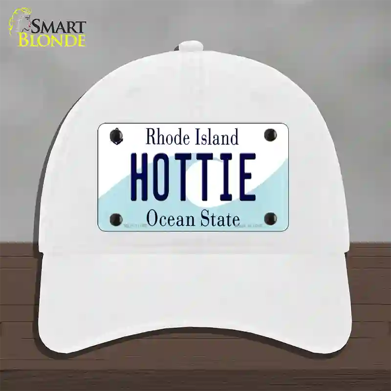 Hottie Rhode Island State Novelty License Plate Hat Unconstructed Cotton / White