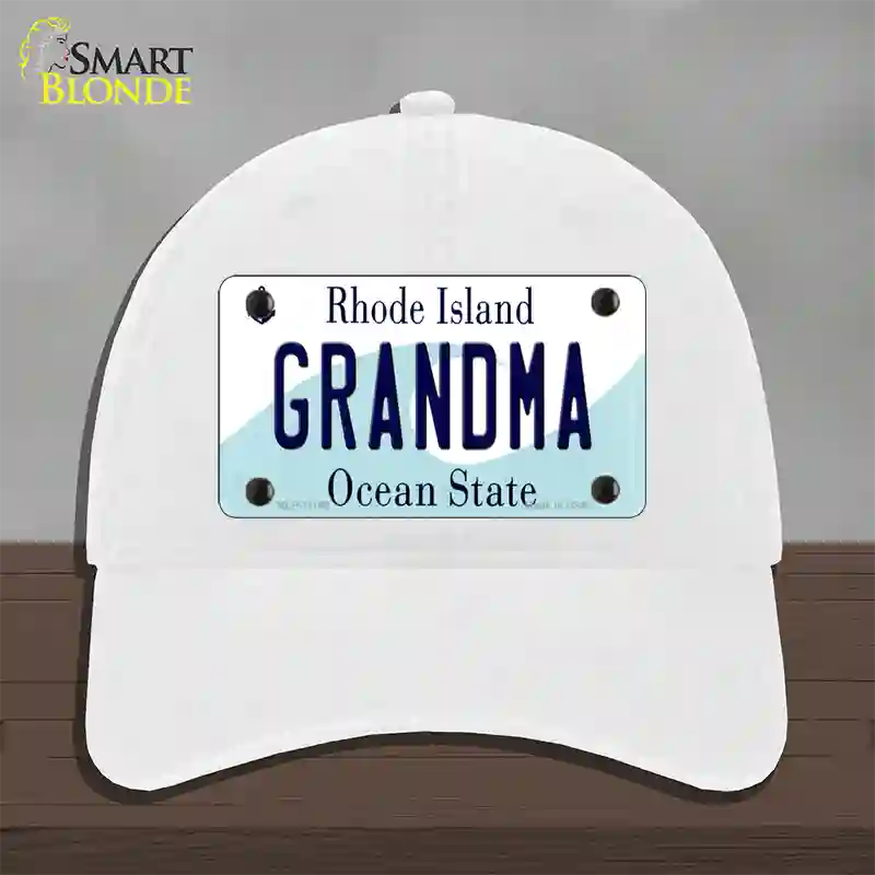 Grandma Rhode Island State Novelty License Plate Hat Unconstructed Cotton / White