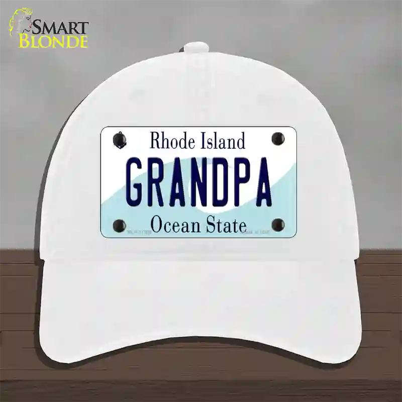 Grandpa Rhode Island State Novelty License Plate Hat Unconstructed Cotton / White