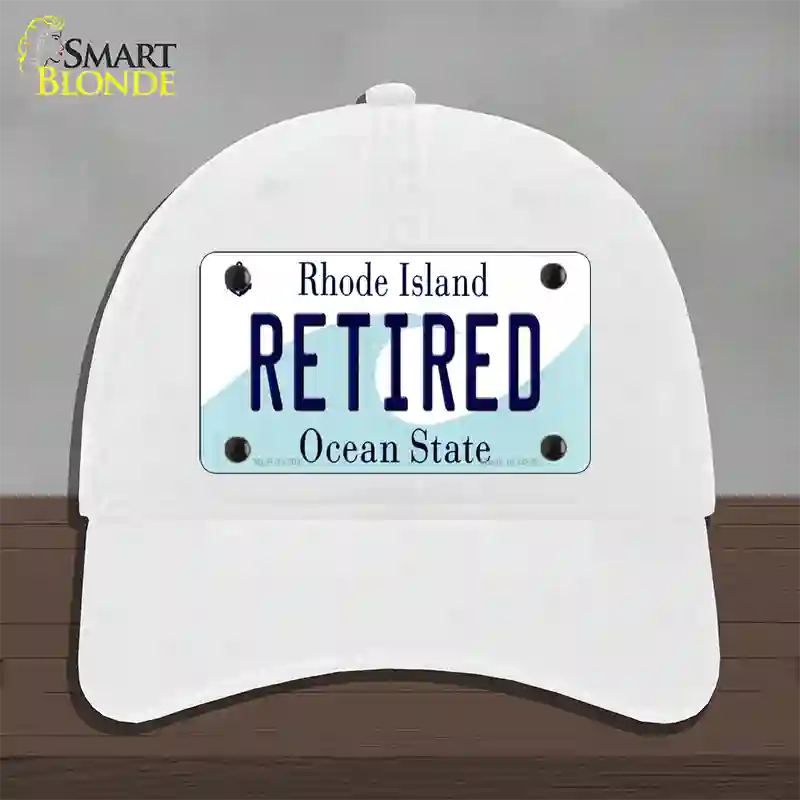 Retired Rhode Island State Novelty License Plate Hat Unconstructed Cotton / White