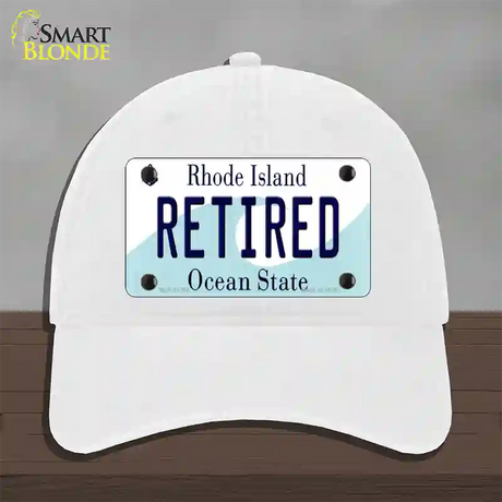 Retired Rhode Island State Novelty License Plate Hat Unconstructed Cotton / White