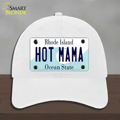 Hot Mama Rhode Island State Novelty License Plate Hat Unconstructed Cotton / White