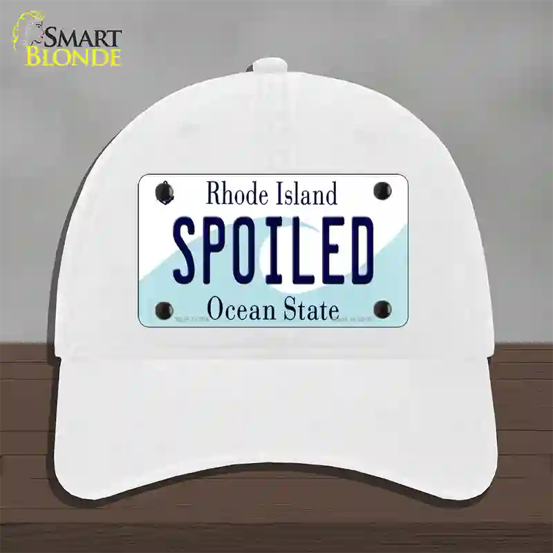 Spoiled Rhode Island State Novelty License Plate Hat Unconstructed Cotton / White