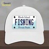 Fishing Rhode Island State Novelty License Plate Hat Unconstructed Cotton / White