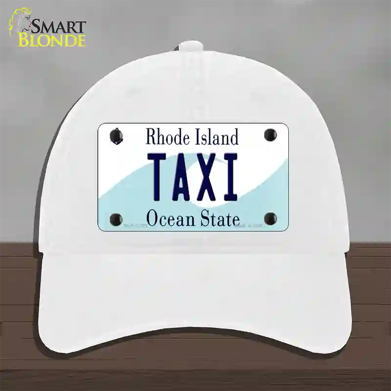 Taxi Rhode Island State Novelty License Plate Hat Unconstructed Cotton / White