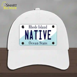 Native Rhode Island State Novelty License Plate Hat Unconstructed Cotton / White