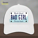 Bad Girl Rhode Island State Novelty License Plate Hat Unconstructed Cotton / White