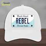 Rebel Rhode Island State Novelty License Plate Hat Unconstructed Cotton / White