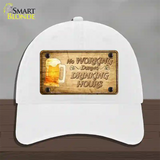 No Working During Drinking Hours Novelty License Plate Hat Unconstructed Cotton / White