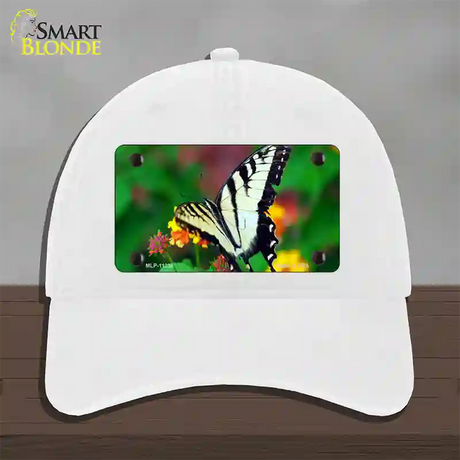 Butterfly Black and White Novelty License Plate Hat Unconstructed Cotton / White