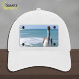 Pelican Ocean Novelty License Plate Hat Unconstructed Cotton / White