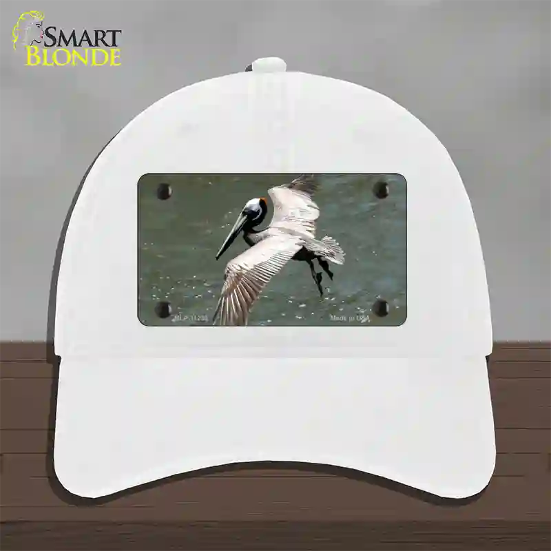 Pelican In Flight Novelty License Plate Hat Unconstructed Cotton / White