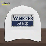 Yankees Suck Novelty License Plate Hat Unconstructed Cotton / White