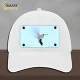 Hummingbird In Flight, Blue Novelty License Plate Hat Unconstructed Cotton / White