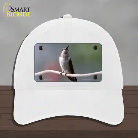 Hummingbird Perched On Branch Novelty License Plate Hat Unconstructed Cotton / White