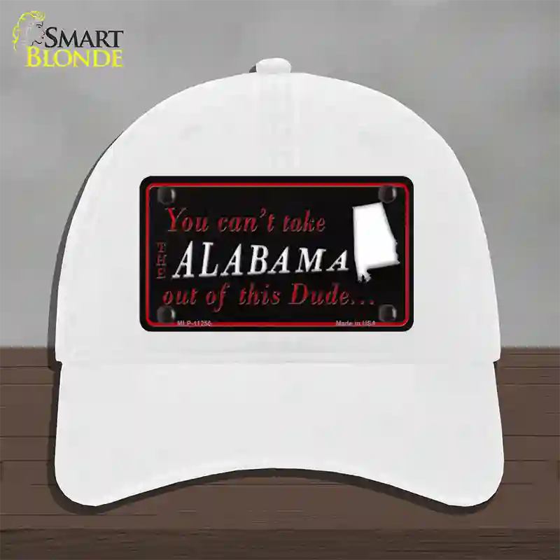 Alabama Dude Novelty License Plate Hat Unconstructed Cotton / White