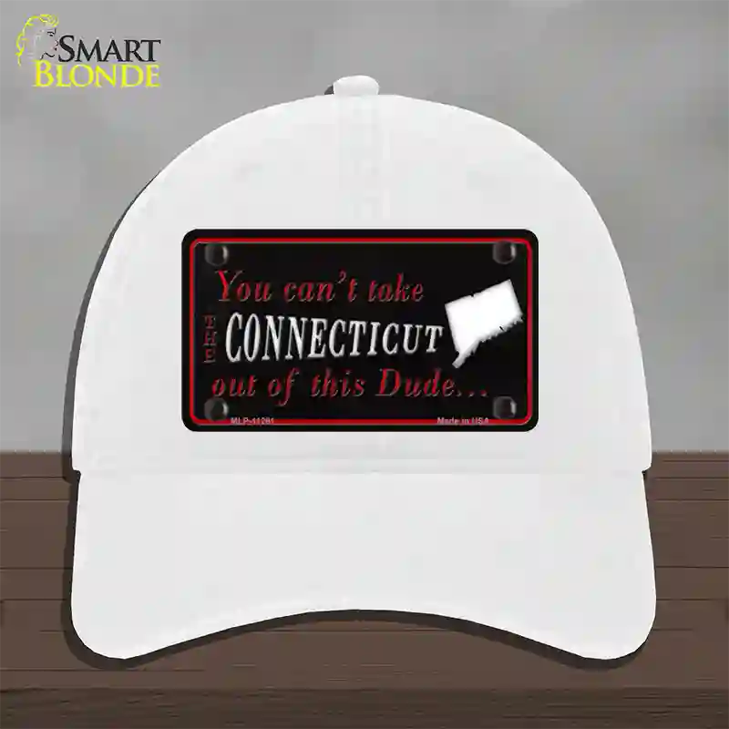 Connecticut Dude Novelty License Plate Hat Unconstructed Cotton / White