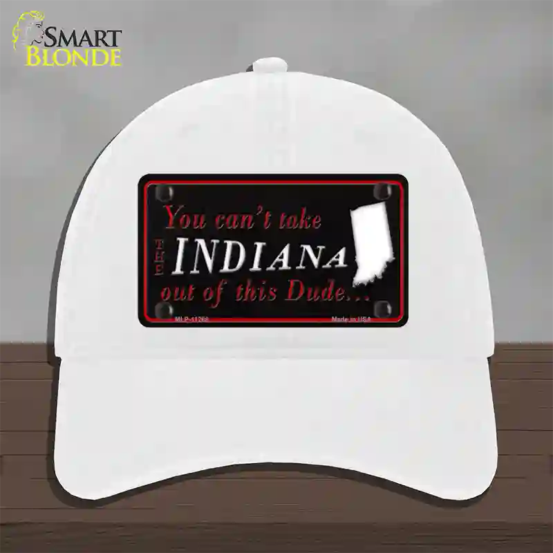 Indiana Dude Novelty License Plate Hat Unconstructed Cotton / White