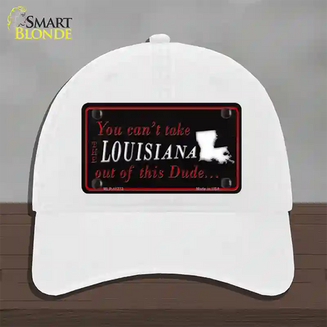 Louisiana Dude Novelty License Plate Hat Unconstructed Cotton / White